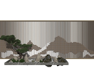 Landscape grille background wall 3d model