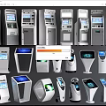 Public Facilities Modern Self Service Kiosks With Multiple Designs And Interactive Screens 3d model