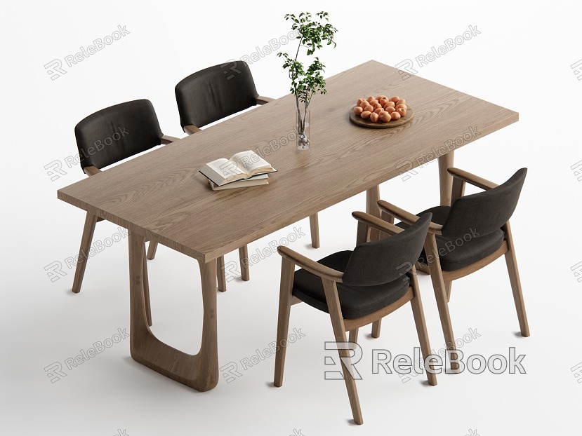 Log style dining table and chair combination model