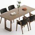 Log style dining table and chair combination 3d model