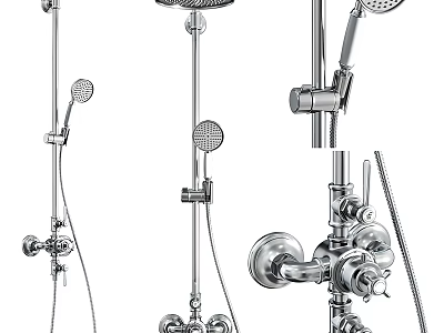 Modern Stainless Steel Bathroom Faucet Collection With Handheld And Fixed Shower Attachments 3d model