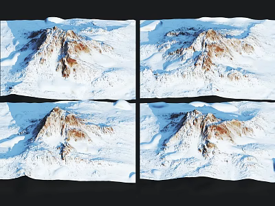 Natural Snowy Mountain Landscape With Snow Covered Peaks And Rocky Ridges 3d model