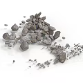 Gray Crushed Stone Construction Aggregates Scattered for Building And Road Base Materials 3d model