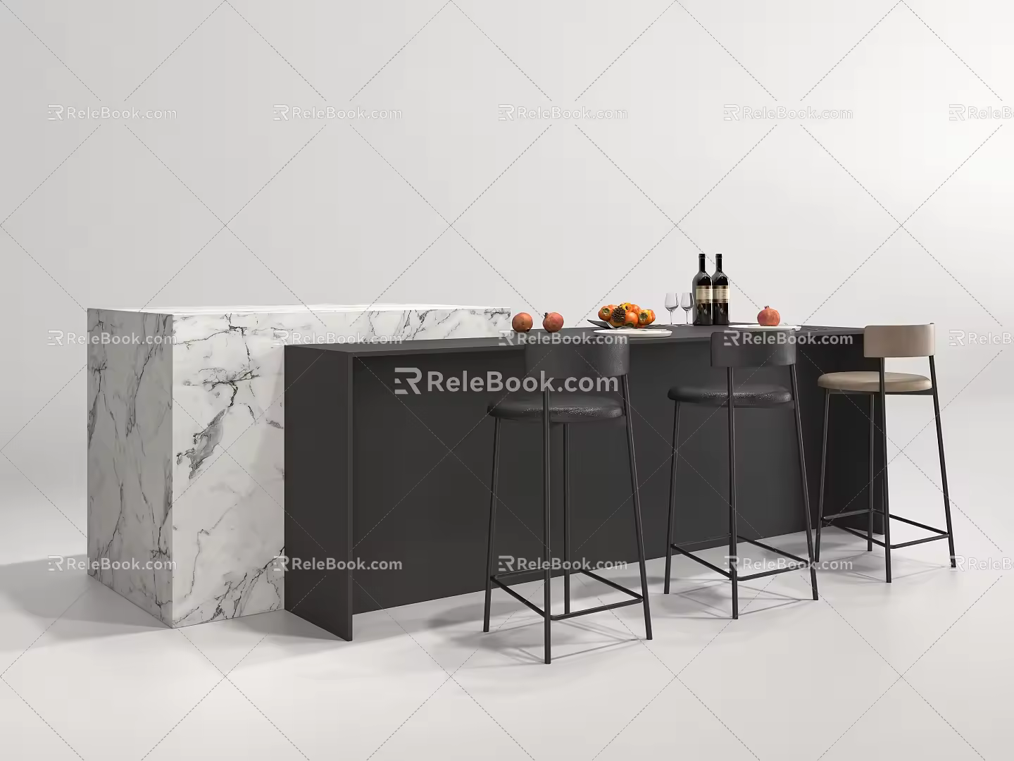 Bar Chair Combination 3d model