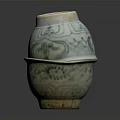 Traditional Ceramic Household Item With Blue And White Pattern And Tray