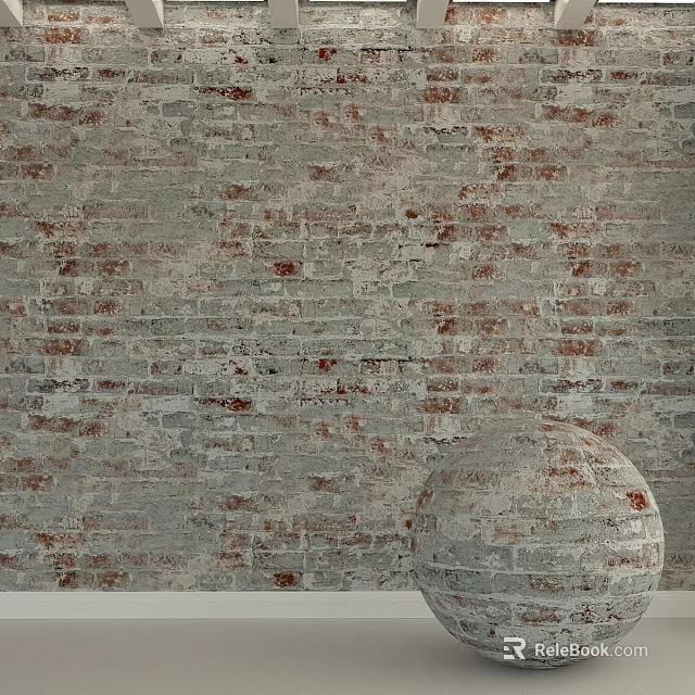 Weathered Brick Wall And Textured Sphere As Decorative Building Components 3d model