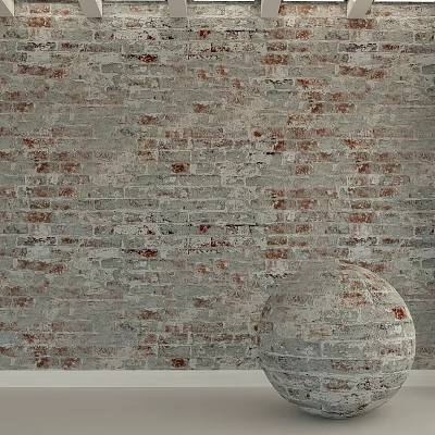 Weathered Brick Wall And Textured Sphere As Decorative Building Components 3d model