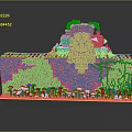 Brick Built Steam Train Moving On Railway Track Along Cliff With Green Plants