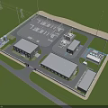Industrial Factory Complex Featuring Building Structures Power Facilities And Surrounding Layout 3d model