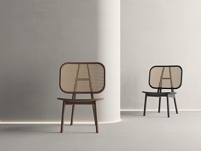 Modern Leisure Chairs With Woven Backrest In Brown And Black For Minimalist Space 3d model