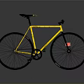 Yellow Modern Bicycle With Black Wheels Seat And Sleek Design On Reflective Floor