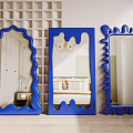 Blue Decorative Mirrors with Irregular Shape for Modern Interior Design 3d model