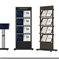 Real Estate Display Racks With Black And Beige Frames Holding Brochures And Digital
