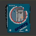 Blue Sports Walkman Case With Circular Dial Display And Branding