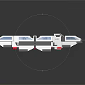 Modular Spacecraft Components In Radial Arrangement With White Black Design And Blue Lines