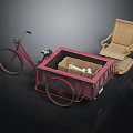 Vintage Red Cargo Tricycle With Wooden Rocking Chair And Boxed Items