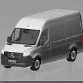White Mercedes Commercial Van With Roof Rack Side Doors And Front Grille Design
