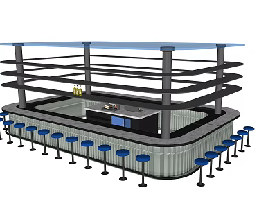 Modern Bar Chair Combination Water Bar 3d model