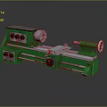 Green Lathe Machine With Control Panel Spindle And Reflective Surface
