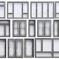 Various Modern Window Designs With Different Frame Styles And Glass Panels 3d model
