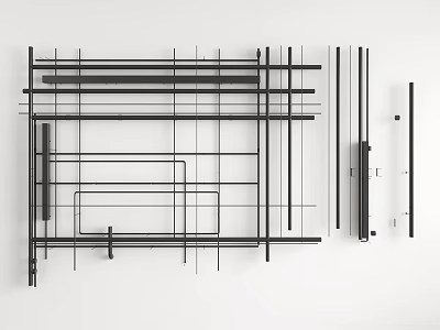 Black Pipes Structural Design On White Background 3d model