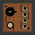 Traditional Ceramic Tea Set With Teapot Caddy Four Tea Cups And Wooden Tray