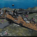 Underwater Shipwreck Landscape With Wreckage Seaweed Coral And Marine Life