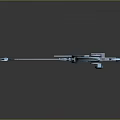 Mechanical Bow 3D Model With Blue Silver Accents And Dark Reflective Background