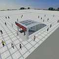 Open Urban Square Featuring Glass Covered Entrance And People Walking Around