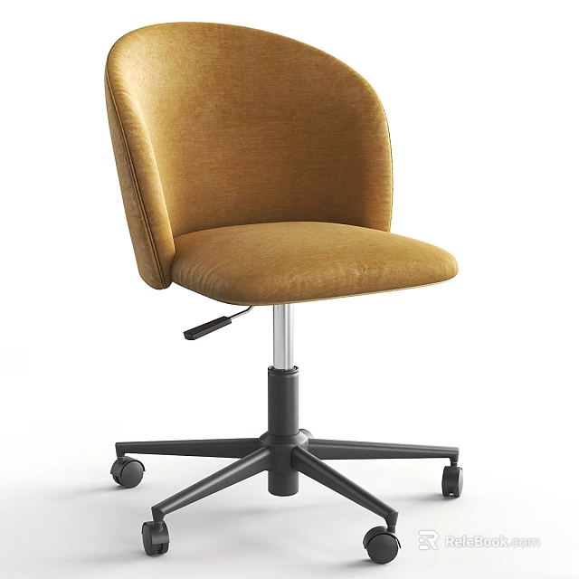Modern Table And Chair Set With Brown Velvet Upholstered Swivel Chairs And Wooden Tabletop 3d model 