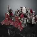 Sci-Fi Mechanical Structure Design With Red Silver Components And Intricate Industrial Parts 3d model