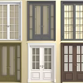 Double Doors Featuring Various Colors Glass Panel Designs and Solid Panel Styles 3d model