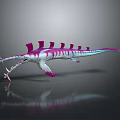 Game and Movie Mythical Creature Character with Pink White Stripes Dorsal Fins and Long Snout