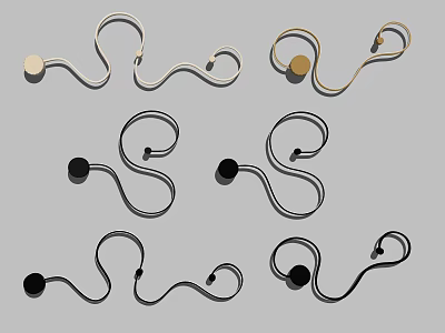 Stylish Wall Lamps With Curved Modern Designs And Multiple Color Choices 3d model