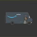 Teal Amazon Prime Delivery Truck With Open Door And Cardboard Boxes Inside Featuring Amazon Logo