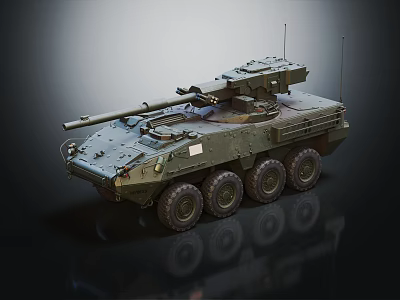 Olive Green Military Combat Tank With Heavy Armor Turret Cannon And Tracks 3d model