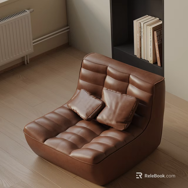 Brown Leather Leisure Chair With Comfortable Cushions For Modern Living Space 3d model 