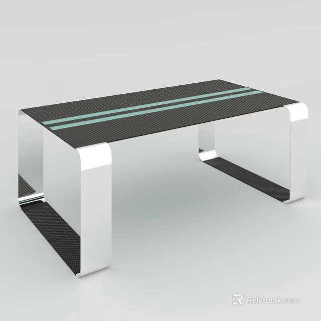 Outdoor Chair With Sleek Black Carbon Fiber Seat Silver Metal Frame And Light Green Stripes 3d model 
