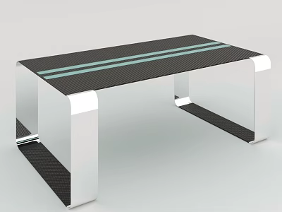 Outdoor Chair With Sleek Black Carbon Fiber Seat Silver Metal Frame And Light Green Stripes 3d model