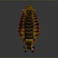 Vibrant Striped Centipede 3D Model With Segmented Body Multiple Legs And Blue Eyes