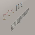 Various Security Barriers with Metal Frames Red Rope and Blue Stanchion Designs 3d model