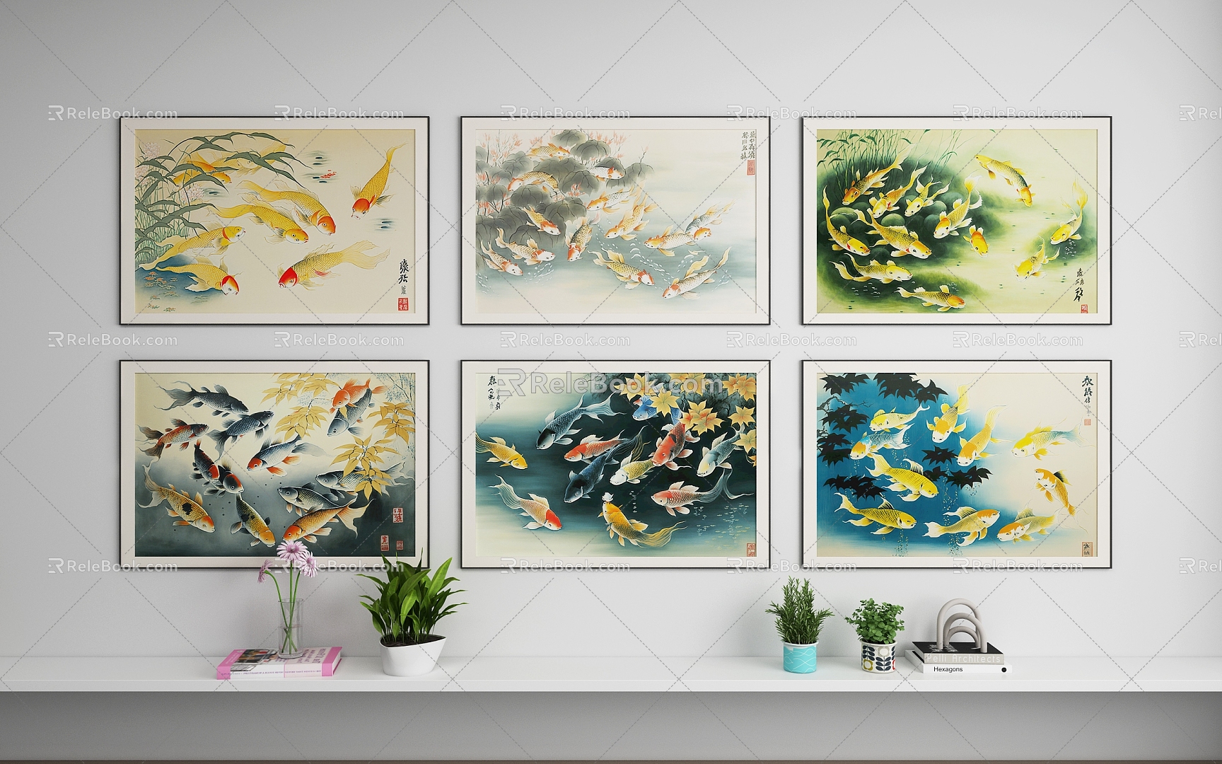 New Chinese Animal Painting Drawing Frame 3d model