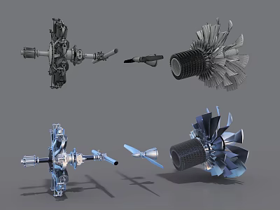 Mechanical Turbine Components 3D Model Design With Metal Blades And Structures 3d model