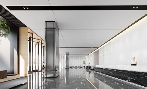 Modern Hall Corporate Lobby 3d model