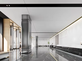 Modern Hall Corporate Lobby 3d model