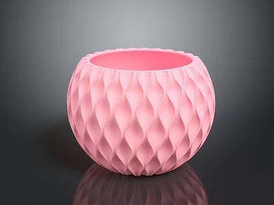 Elegant Pink Vase With Wavy Texture For Modern Home Furniture Decor 3d model