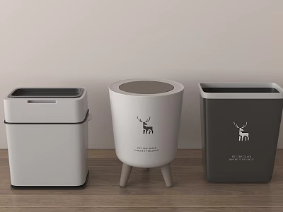 Modern Household Trash Bins With Different Designs Deer Logo And Colors 3d model