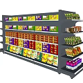 Retail Display Shelf With Multiple Layers Of Assorted Packaged Food Products