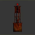 Red Decorative Lighthouse Furniture Piece With Metal Structure And Rustic Finish