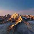 Majestic Snowy Mountain Peaks With Sunrise Light And Misty Valleys In Scenic Range